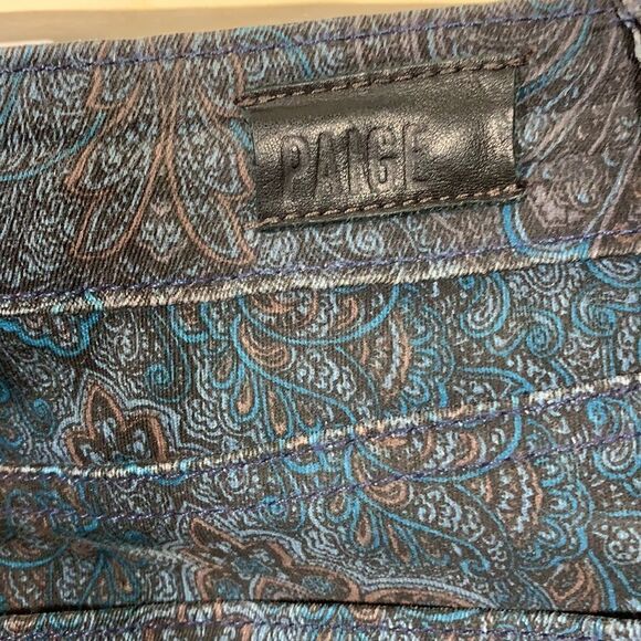 PAIGE Women’s Verdugo Ultra Skinny Paisley Print Denim Jeans Blue/Brown Size 27 - Picture 10 of 12